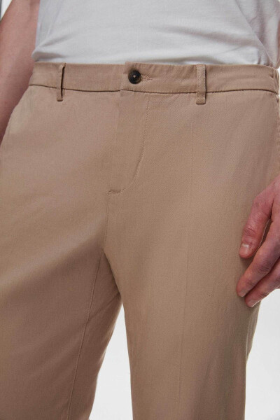 Slim Fit Beige Tencel™-Cotton Blend Lycra Chino Pants - 2