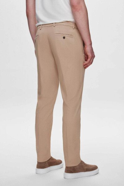 Slim Fit Beige Tencel™-Cotton Blend Lycra Chino Pants - 4