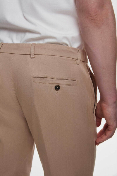 Slim Fit Beige Tencel™-Cotton Blend Lycra Chino Pants - 5