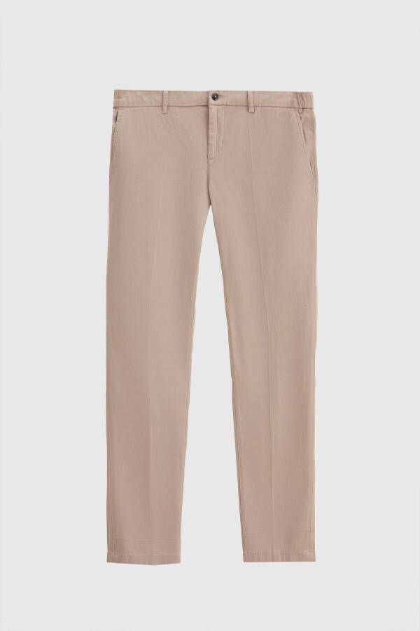 Slim Fit Beige Tencel™-Cotton Blend Lycra Chino Pants - 6