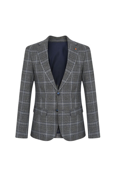 Slim Fit Bitta Qo'shma Qopqoqli Blazer 7153-1 R1 Ko'k - 1