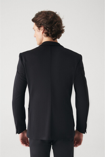 Slim fit, black, knitted, unlined men's jacket. E004001 - 9