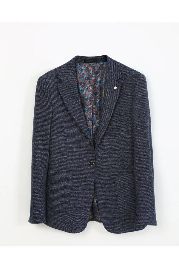 Slim Fit Blazer Bitta Ko'yla 7158-01-50 Ko'k - 1