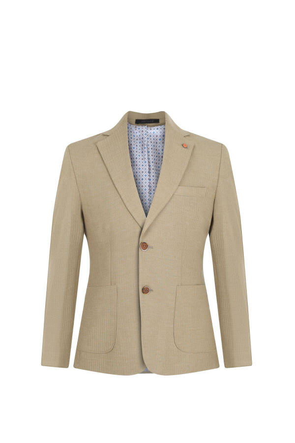 Slim Fit Blazer Single Jacket 7147-4 Beige - 1