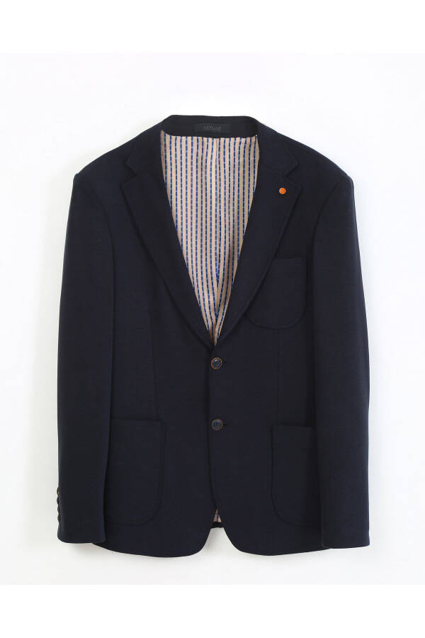 Slim Fit Blazer Single Jacket 7160-1-3- Navy - 1