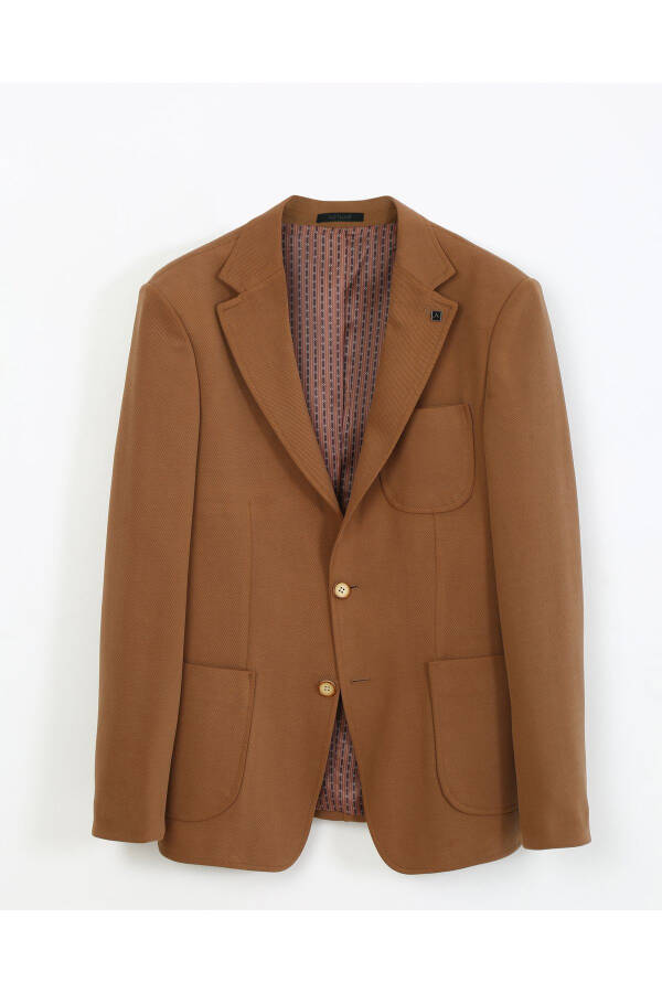 Slim Fit Blazer Single Jacket 7160-1-4-Camel - 1