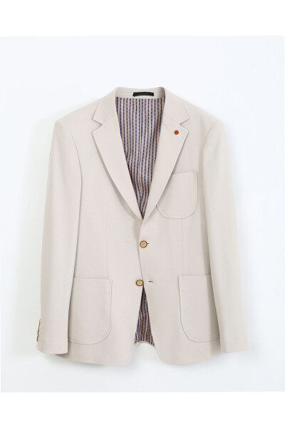 Slim Fit Blazer Single Jacket 7160-1-5-Stone - 1