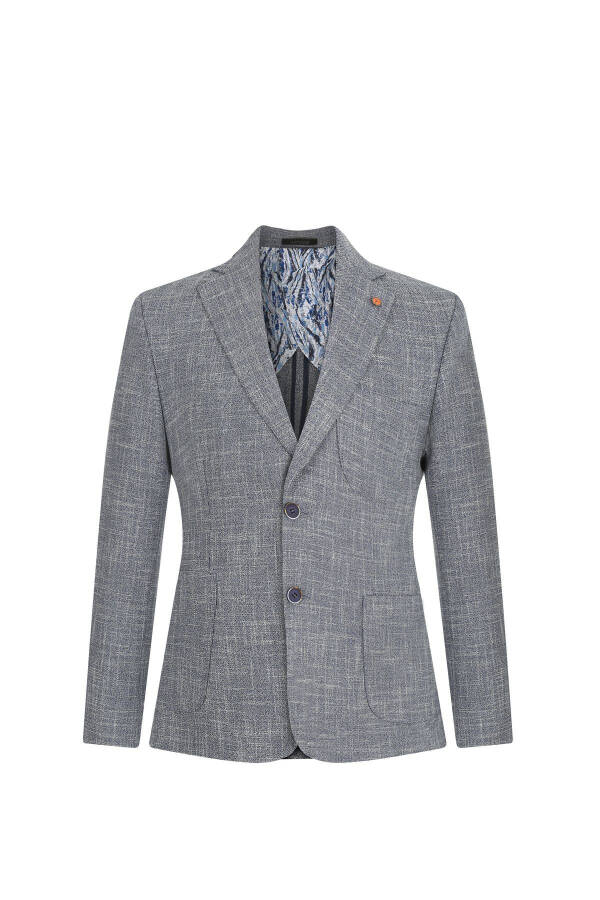 Slim Fit Blazer Yakali Ko'ylaki 7145-5 Ko'k - 1