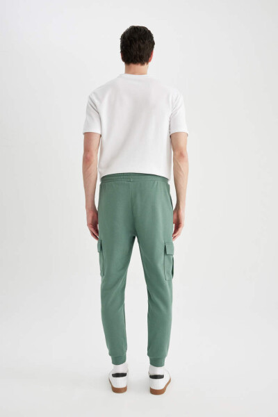 Slim Fit Cargo Pocket Elastic Leg Sweatpants Green - 6