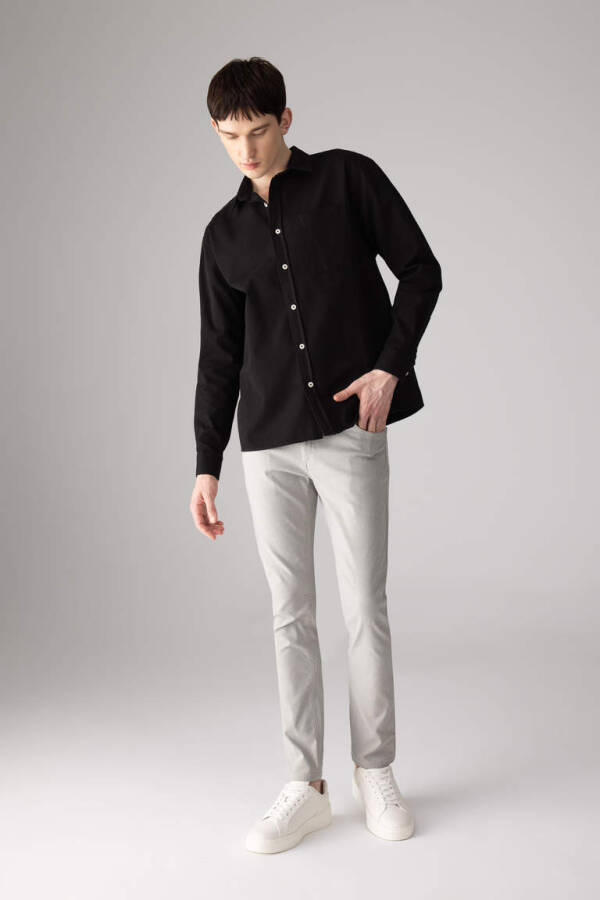 Slim Fit Chino Kanvas Pantolon Gri - 3