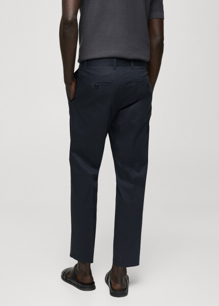 Slim fit cotton pants with pleats - Midnight Blue - 4