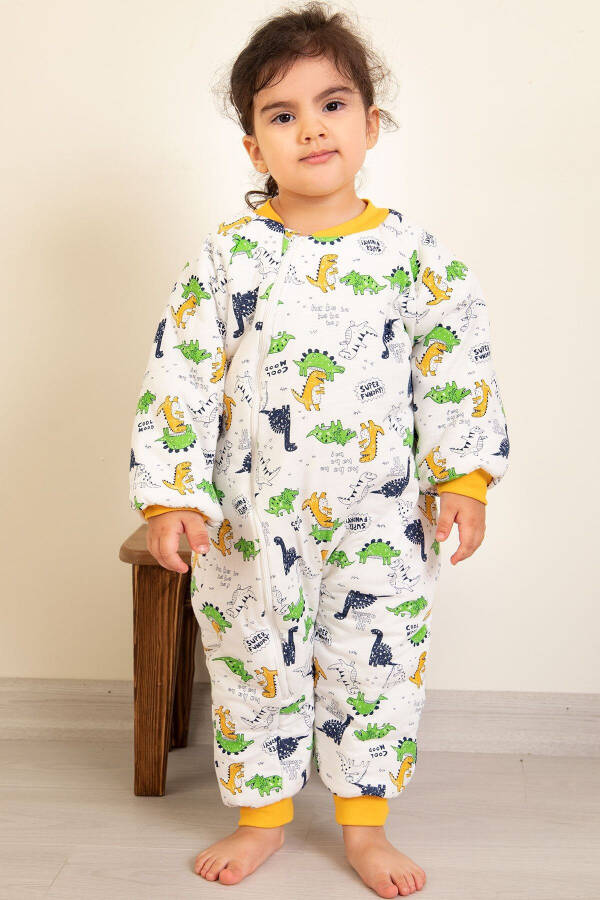 Slim Fit Dinosaur Pattern Fiber Filled Blue Yellow Green Kids 2.0 Tog Sleeping Bag - 6