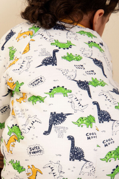 Slim Fit Dinosaur Pattern Fiber Filled Blue Yellow Green Kids 2.0 Tog Sleeping Bag - 8