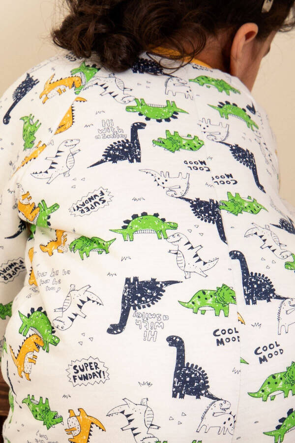 Slim Fit Dinosaur Pattern Fiber Filled Blue Yellow Green Kids 2.0 Tog Sleeping Bag - 4