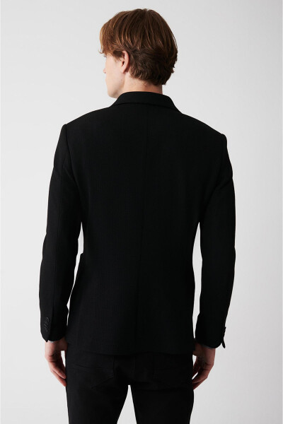 Slim fit, double-breasted, shawl collar, unlined, black men's jacket. - 11