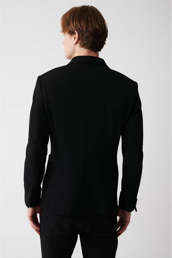 Slim fit, double-breasted, shawl collar, unlined, black men's jacket. - 11