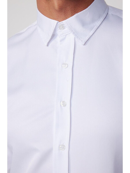 Slim Fit Easy-Iron Tie Neck Men's Shirt - 4