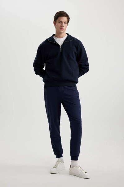 Slim Fit Elastic Leg Sweatpants Navy - 1