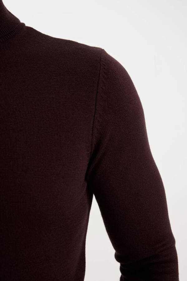 Slim Fit Fisherman Neck Sweater Burgundy - 4