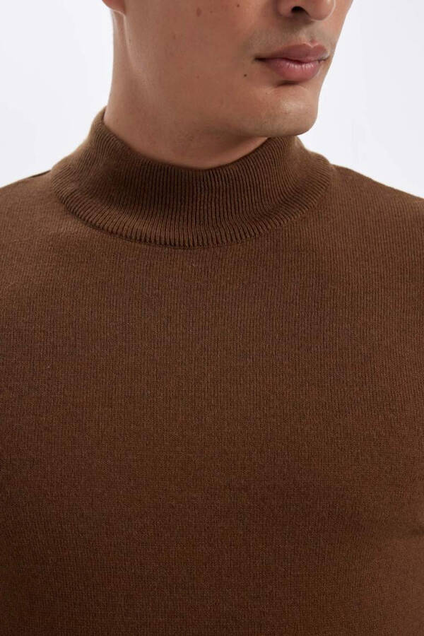 Slim Fit Fisherman Neck Sweater Camel - 5