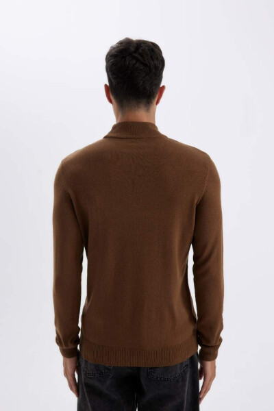 Slim Fit Fisherman Neck Sweater Camel - 6