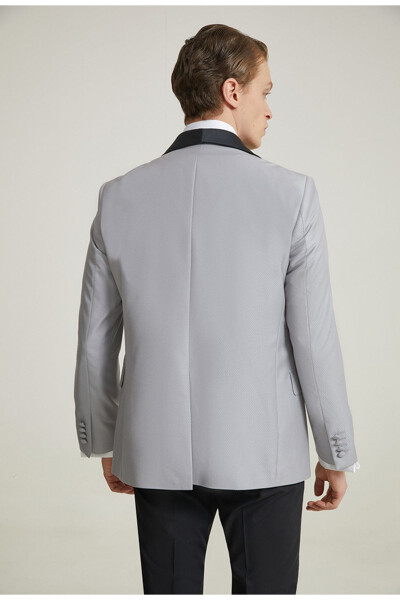 Slim Fit Gray Armored Wedding Suit & Tuxedo Vest - 5