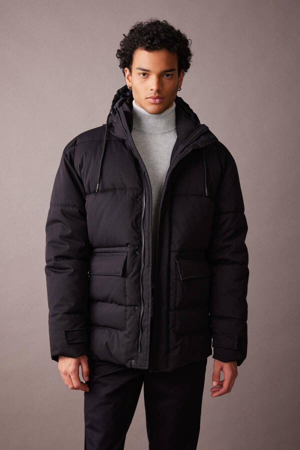 Slim Fit Hooded Puffer Jacket A3489ax23wn - 1