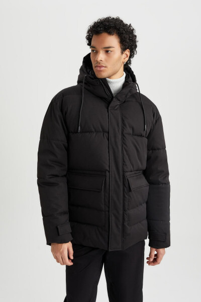 Slim Fit Hooded Puffer Jacket A3489ax23wn - 4