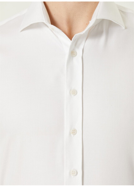 Slim Fit Italian Collar White Men's Shirt - 8