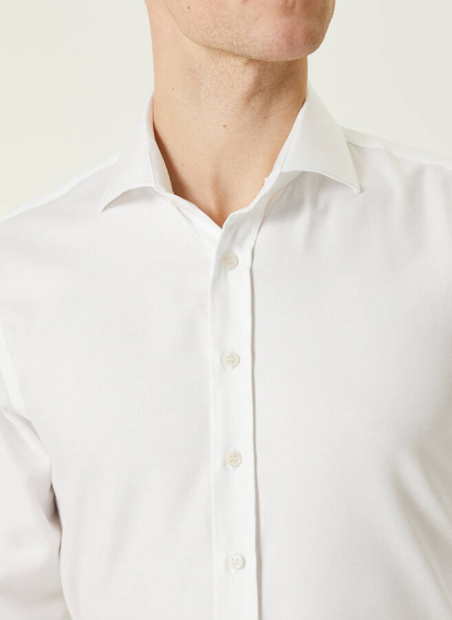 Slim Fit Italian Collar White Men's Shirt - 6