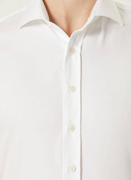 Slim Fit Italian Collar White Men's Shirt - 7