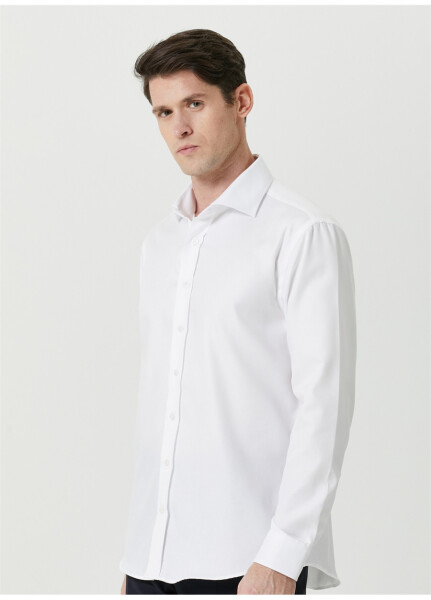 Slim Fit Italian Collar White Men's Shirt - 11