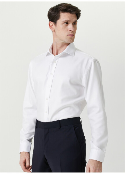 Slim Fit Italian Collar White Men's Shirt - 13