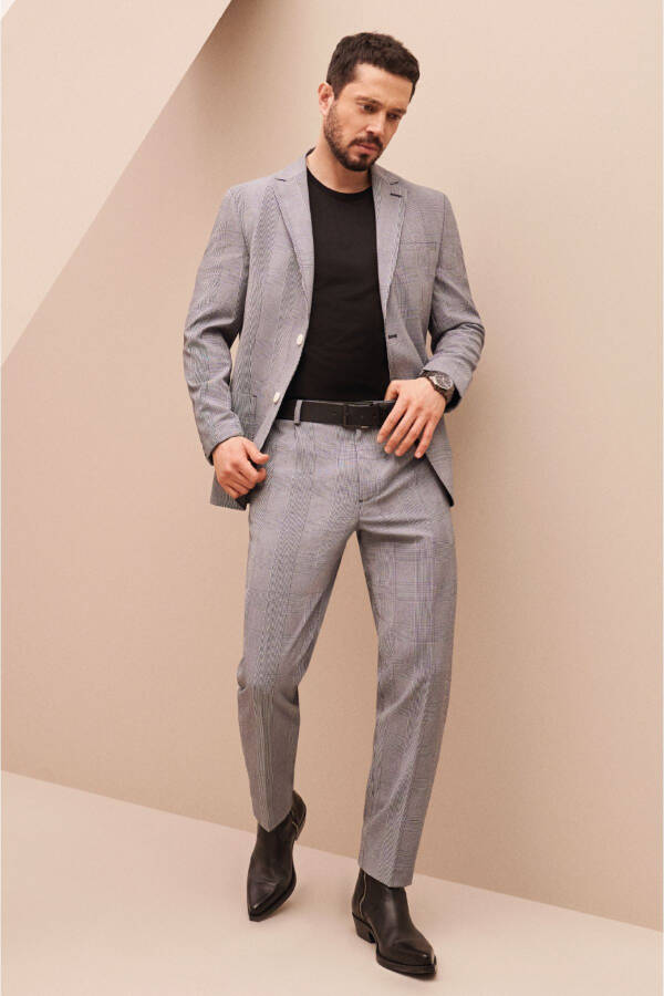 Slim fit, lacivert ekose ceket. A31y4015 - 1