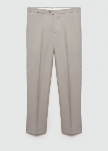 Slim fit, linen blend grey trousers. - 2