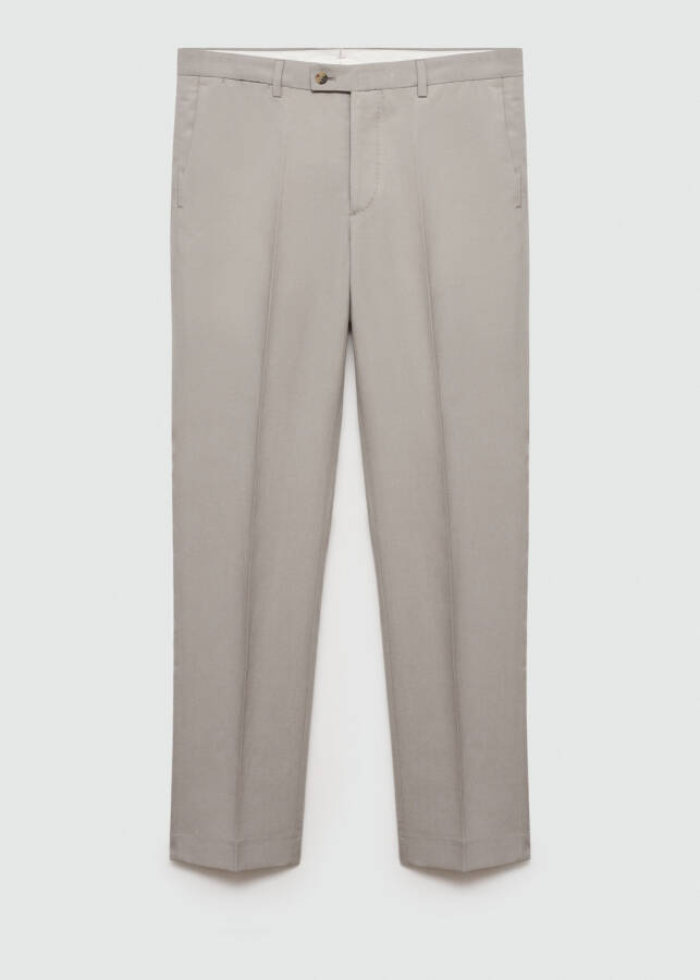 Slim fit, linen blend grey trousers. - 2