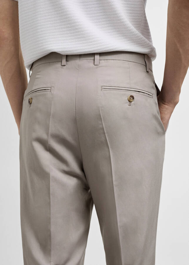 Slim fit, linen blend grey trousers. - 4