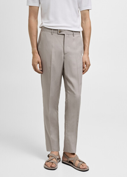 Slim fit, linen blend grey trousers. - 7