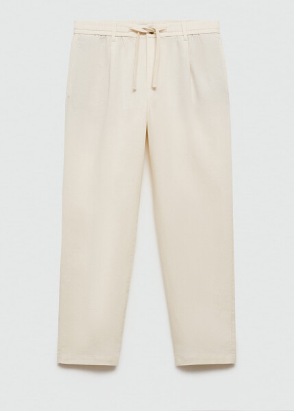 Slim fit linen drawstring pants - Off White - 72