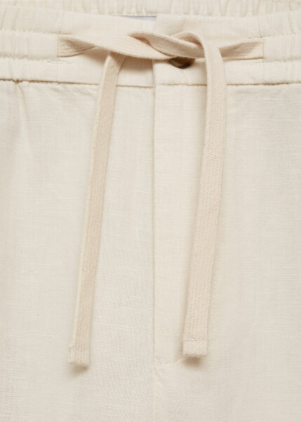 Slim fit linen drawstring pants - Off White - 76