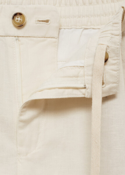 Slim fit linen drawstring pants - Off White - 78