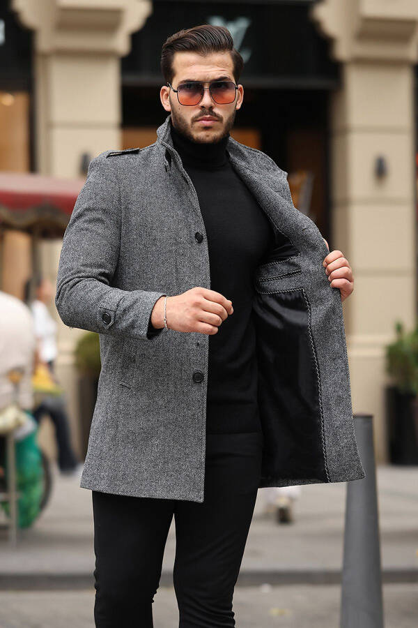 Slim fit, long cashmere coat. - 2