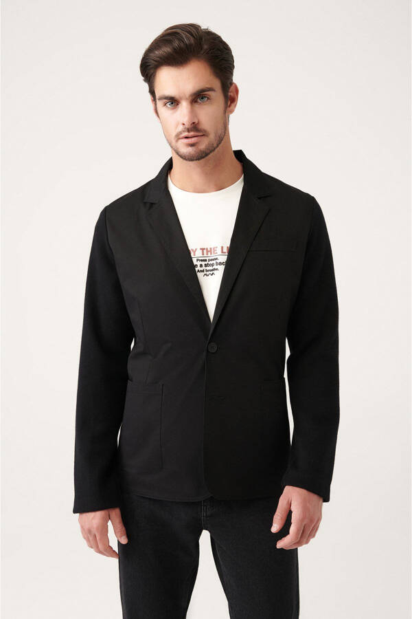 Slim Fit, Mono Collar Detail, Unlined Men's Knit Jacket - 6