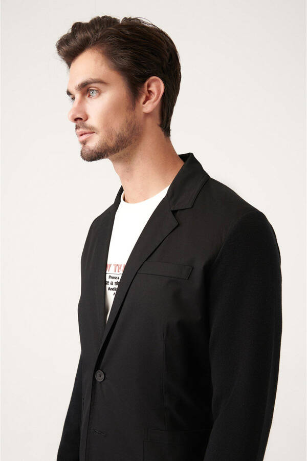 Slim Fit, Mono Collar Detail, Unlined Men's Knit Jacket - 7