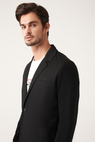 Slim Fit, Mono Collar Detail, Unlined Men's Knit Jacket - 8