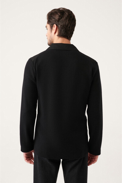 Slim Fit, Mono Collar Detail, Unlined Men's Knit Jacket - 9