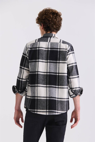 Slim Fit Plaid Cotton Shirt with Pocket - 8