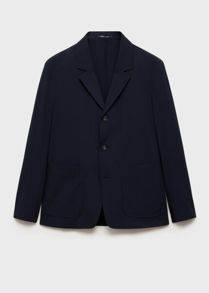 Slim fit, pocket blazer jacket - Navy. - 9