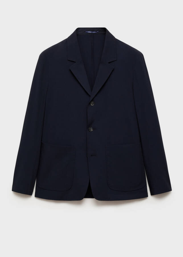 Slim fit, pocket blazer jacket - Navy. - 9