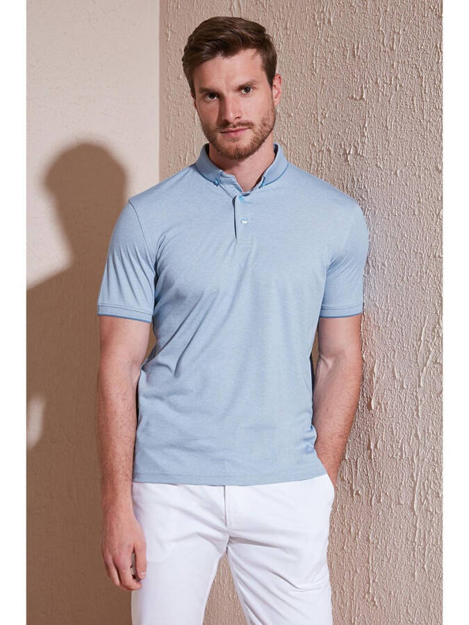 Slim Fit Polo Collar Short Sleeve Men's T-Shirt 646R1000 - 1